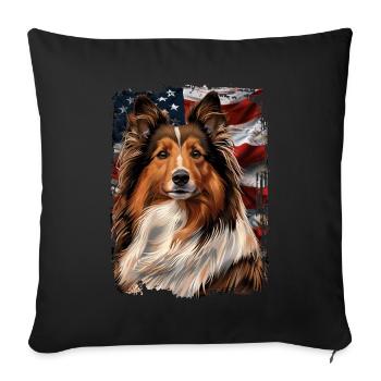 Chien de berger Shetland Amérique États-Unis - Housse de coussin décorative 45 x 45 cm - noir - Devant