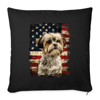 Shih Tzu America Usa - Sofa pillowcase 17,3'' x 17,3'' (45 x 45 cm) - black - Front