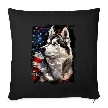 Siberian Husky America Usa - Sofa pillowcase 17,3'' x 17,3'' (45 x 45 cm) - black - Front