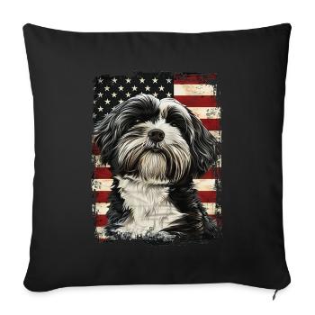 Tibetan Terrier America Usa - Sofa pillowcase 17,3'' x 17,3'' (45 x 45 cm) - black - Front