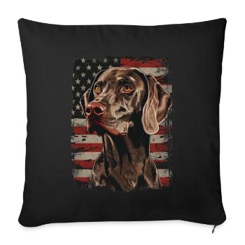 Braque de Weimar-Amérique États-Unis - Housse de coussin décorative 45 x 45 cm - noir - Devant