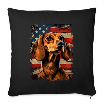 Dachshund America Usa - Sofa pillowcase 17,3'' x 17,3'' (45 x 45 cm) - black - Front