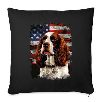 Épagneul springer anglais, Amérique États-Unis - Housse de coussin décorative 45 x 45 cm - noir - Devant