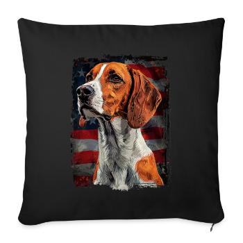 Englischer Foxhound, Amerika Usa - Sofakissenbezug 45 x 45 cm - Schwarz - Vorne