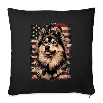 Finnish Lapphund, America Usa - Sofa pillowcase 17,3'' x 17,3'' (45 x 45 cm) - black - Front