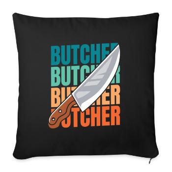 Fleischer Metzger Schlachter - Sofakissenbezug 45 x 45 cm - Schwarz - Vorne