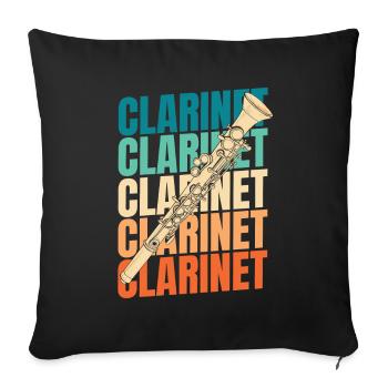 Clarinette, clarinettiste - Housse de coussin décorative 45 x 45 cm - noir - Devant
