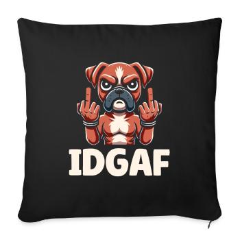 Boxer Chien Boxer Boxer Allemand Idgaf - Housse de coussin décorative 45 x 45 cm - noir - Devant