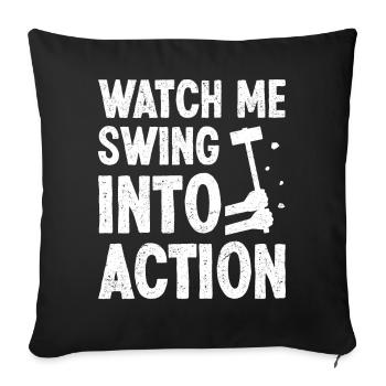 Funny House Demolition Day Watch Me Swing Into Act - Sofa pillowcase 17,3'' x 17,3'' (45 x 45 cm) - black - Front