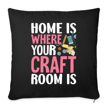 Crafting Scrapbooking Scrapbooker Home Where Crafting Room - Sofa pillowcase 17,3'' x 17,3'' (45 x 45 cm) - black - Front