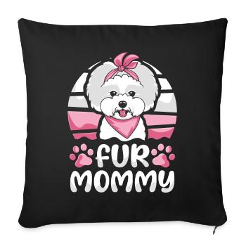 Bichon Frize Mom Dog Mom For Mommy - Sofa pillowcase 17,3'' x 17,3'' (45 x 45 cm) - black - Front