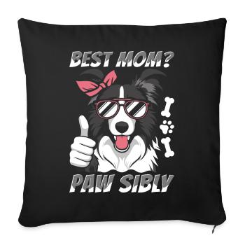 Border Collie Mutter Best Mom Pawsibly - Sofa pillowcase 17,3'' x 17,3'' (45 x 45 cm) - black - Front