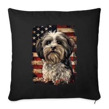 Havanese, America Usa - Sofa pillowcase 17,3'' x 17,3'' (45 x 45 cm) - black - Front