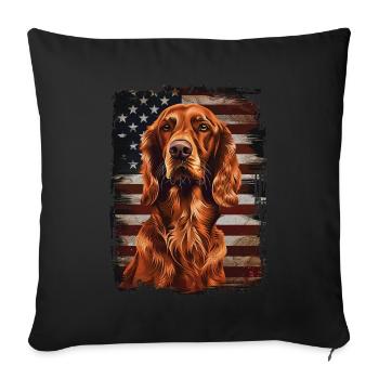 Setter irlandais Amérique États-Unis - Housse de coussin décorative 45 x 45 cm - noir - Devant