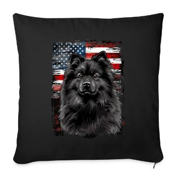Keeshond America Usa - Sofa pillowcase 17,3'' x 17,3'' (45 x 45 cm) - black - Front