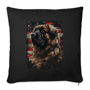 Leonberger America USA - Sofa pillowcase 17,3'' x 17,3'' (45 x 45 cm) - black - Front