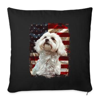 Maltese America États-Unis - Housse de coussin décorative 45 x 45 cm - noir - Devant