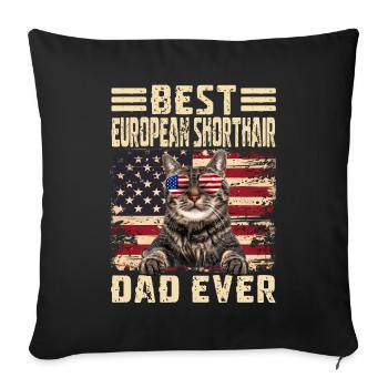 Papa européen à poil court - Housse de coussin décorative 45 x 45 cm - noir - Devant
