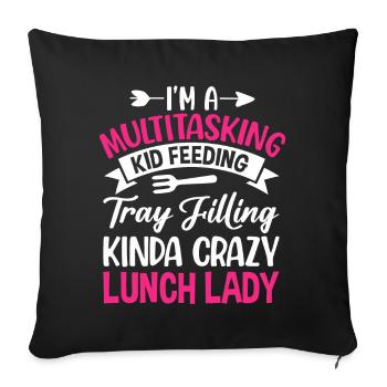 Cafeteria Employee Multitasking Child Feeding - Sofa pillowcase 17,3'' x 17,3'' (45 x 45 cm) - black - Front