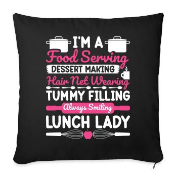 Cafeteria Employee School Serving Dessert L - Sofa pillowcase 17,3'' x 17,3'' (45 x 45 cm) - black - Front
