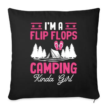 Flip Flops Camping Girls Camper Girls Home Mobi - Sofa pillowcase 17,3'' x 17,3'' (45 x 45 cm) - black - Front