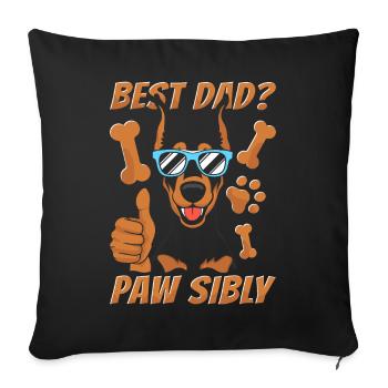 Doberman Père Meilleur Papa Pawsibly - Housse de coussin décorative 45 x 45 cm - noir - Devant