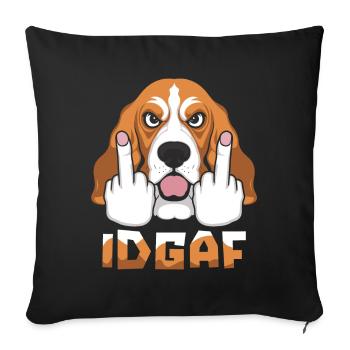 Bassett Chien Idgaf - Housse de coussin décorative 45 x 45 cm - noir - Devant