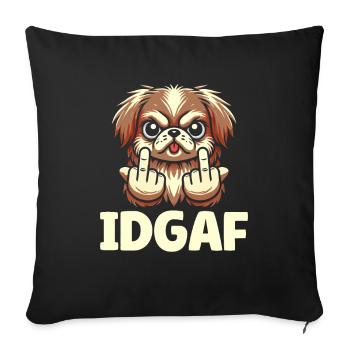 Pékinois Idgaf - Housse de coussin décorative 45 x 45 cm - noir - Devant