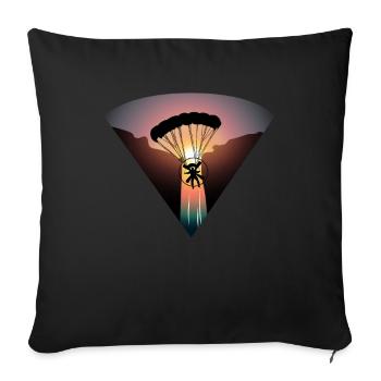 Paramoteur Soleil Parapente - Housse de coussin décorative 45 x 45 cm - noir - Devant