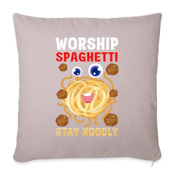 Fliegendes Spaghettimonster FSM - Sofakissenbezug 45 x 45 cm - helles Taupe - Vorne