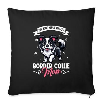 Maman border collie - Housse de coussin décorative 45 x 45 cm - noir - Devant