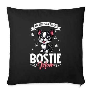Boston Terrier Mom - Sofa pillowcase 17,3'' x 17,3'' (45 x 45 cm) - black - Front