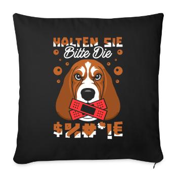 Bassett Dog Please Shut Up - Sofa pillowcase 17,3'' x 17,3'' (45 x 45 cm) - black - Front