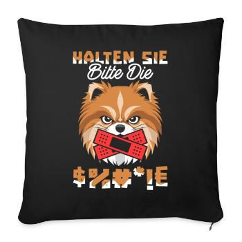 Pomeranian Please shut up - Sofa pillowcase 17,3'' x 17,3'' (45 x 45 cm) - black - Front