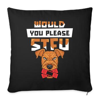 Airedale Terrier tais-toi s’il vous plaît Tais-toi - Housse de coussin décorative 45 x 45 cm - noir - Devant