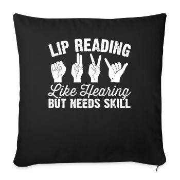 Deaf Pride ASL Sign Language - Sofa pillowcase 17,3'' x 17,3'' (45 x 45 cm) - black - Front