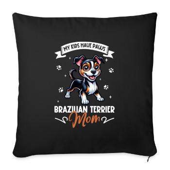Terrier Brasileiro Mama - Sofakissenbezug 45 x 45 cm - Schwarz - Vorne