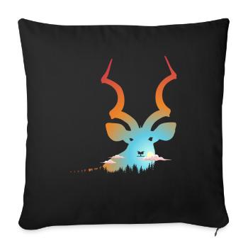 Antilope majestueuse en forêt - Housse de coussin décorative 45 x 45 cm - noir - Devant