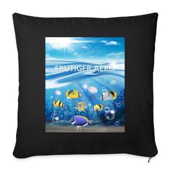 Frutiger Aero Aesthetic Tech Ocean Underwater Fish - Sofa pillowcase 17,3'' x 17,3'' (45 x 45 cm) - black - Front