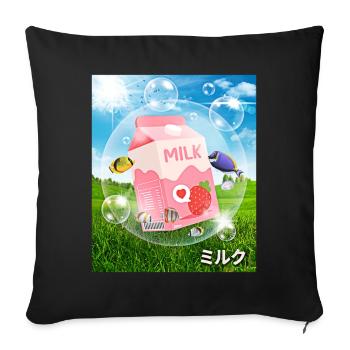 Frutiger Aero Aesthetic Tech Kawaii-Erdbeer-Milchf - Sofakissenbezug 45 x 45 cm - Schwarz - Vorne