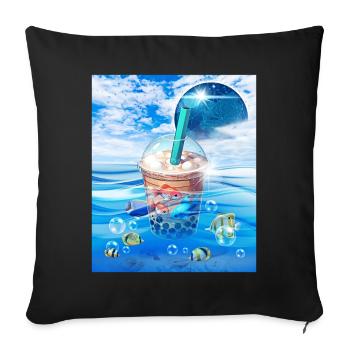 Frutiger Aero Aesthetic Tech Bubble Tea Boba Milkt - Sofakissenbezug 45 x 45 cm - Schwarz - Vorne