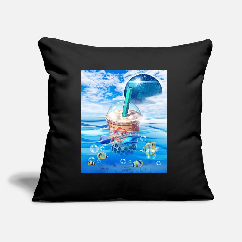 Frutiger Aero Aesthetic Tech Bubble Tea Boba Milkt Housse de coussin décorative 45 x 45 cm