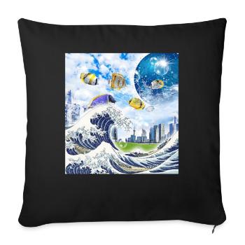 Frutiger Aero Aesthetic Tech Große Welle von Kanag - Sofakissenbezug 45 x 45 cm - Schwarz - Vorne