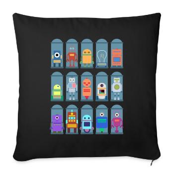 Robot Types Cute Robotics Technology - Sofa pillowcase 17,3'' x 17,3'' (45 x 45 cm) - black - Front