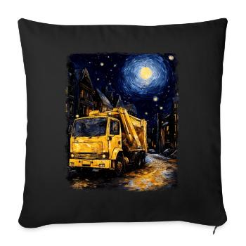 Garbage Trucker Müllwagen Sternennacht Malerei - Sofakissenbezug 45 x 45 cm - Schwarz - Vorne