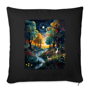 Garden of Eden Religious Biblical Starry Night Painter - Sofa pillowcase 17,3'' x 17,3'' (45 x 45 cm) - black - Front