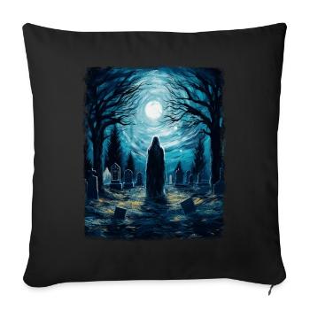 Ghost Cemetery Spooky Starry Night Painting - Sofa pillowcase 17,3'' x 17,3'' (45 x 45 cm) - black - Front