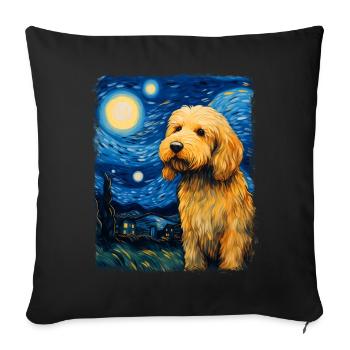 Golden Doodle Goldendoodle Chien Nuit étoilée Peinture - Housse de coussin décorative 45 x 45 cm - noir - Devant