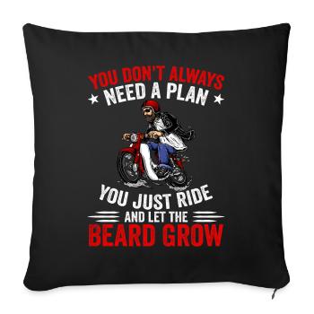 Motorcycle Beard Biker Full Beard Bike Rocker - Housse de coussin décorative 45 x 45 cm - noir - Devant