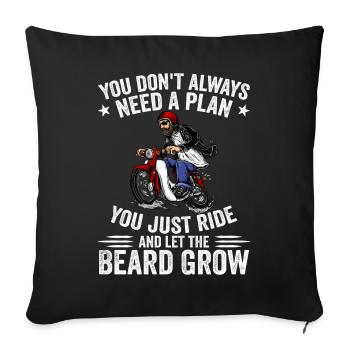 Motorcycle Beard Biker Full Beard Bike Rocker - Housse de coussin décorative 45 x 45 cm - noir - Devant